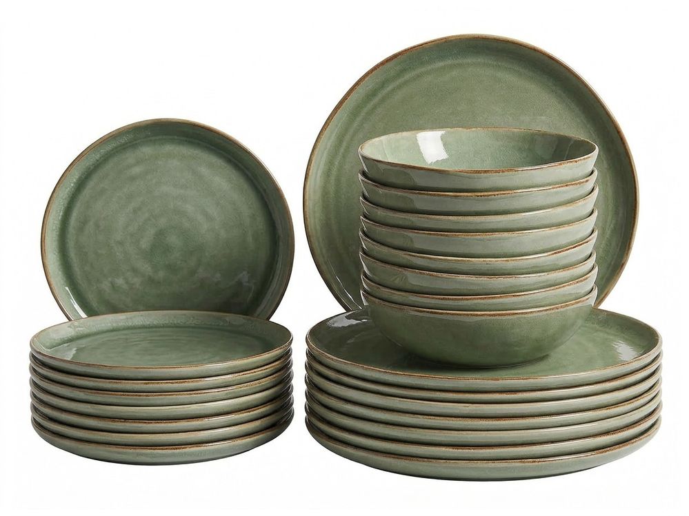 Set of 24 Dinnerware HOPS Stoneware Green