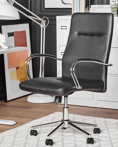 Faux Leather Office Chair Black OSCAR