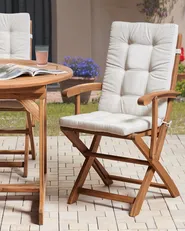 Set of 2 Garden Chairs with Cushions MAUI PREMIUM Acacia Wood Light Beige_990905