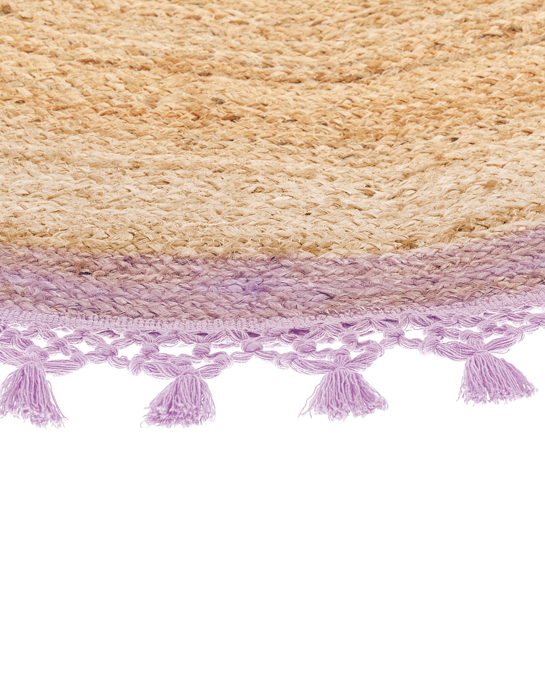Rug MARTS Purple ø 140 cm Jute | Beliani.co.uk