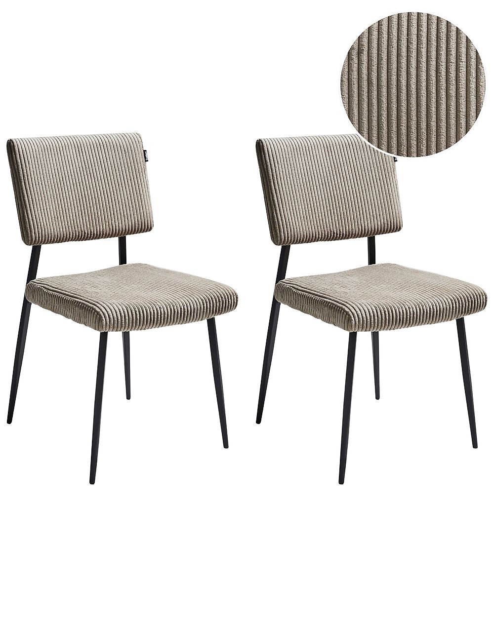 Lot de 2 chaises de salle à manger STURGIS Velours côtelé Taupe