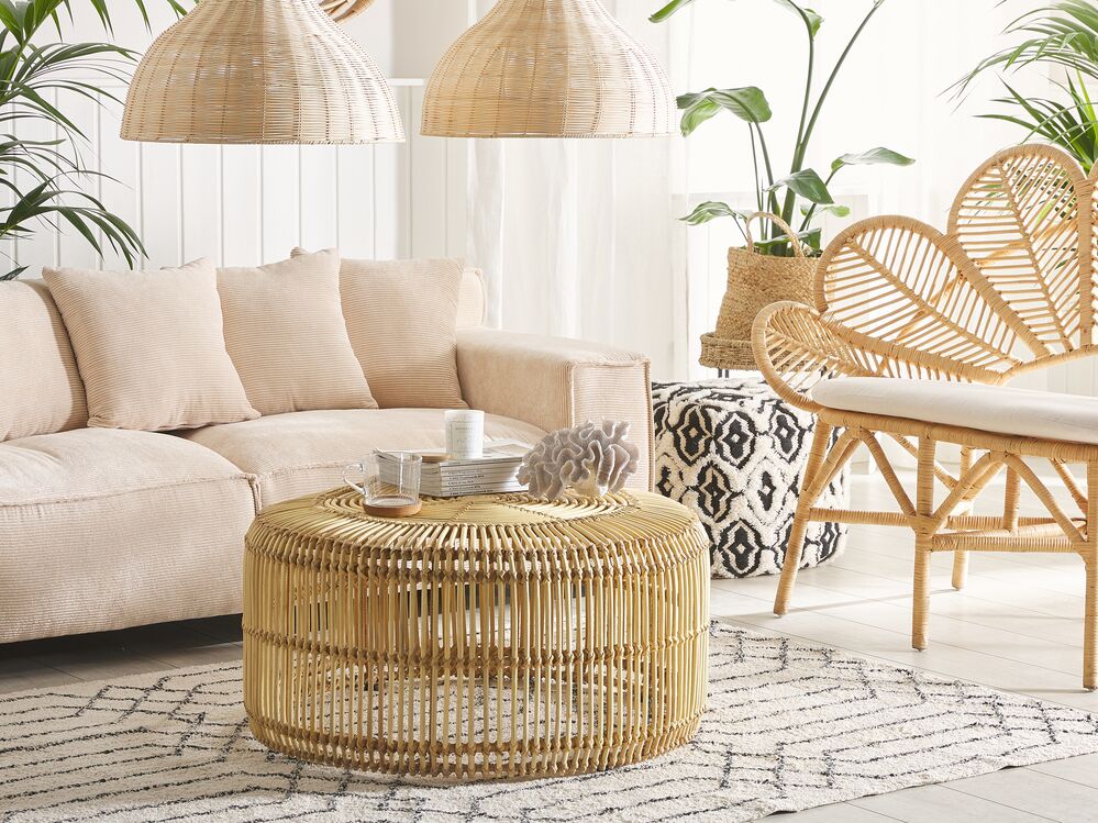 Coffee Table LIMNI Rattan Light Brown