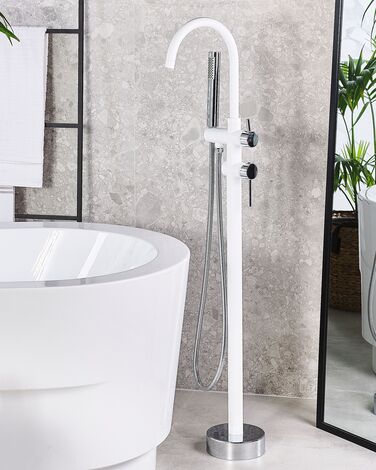 Freestanding Bath Mixer Tap White with Silver TUGELA
