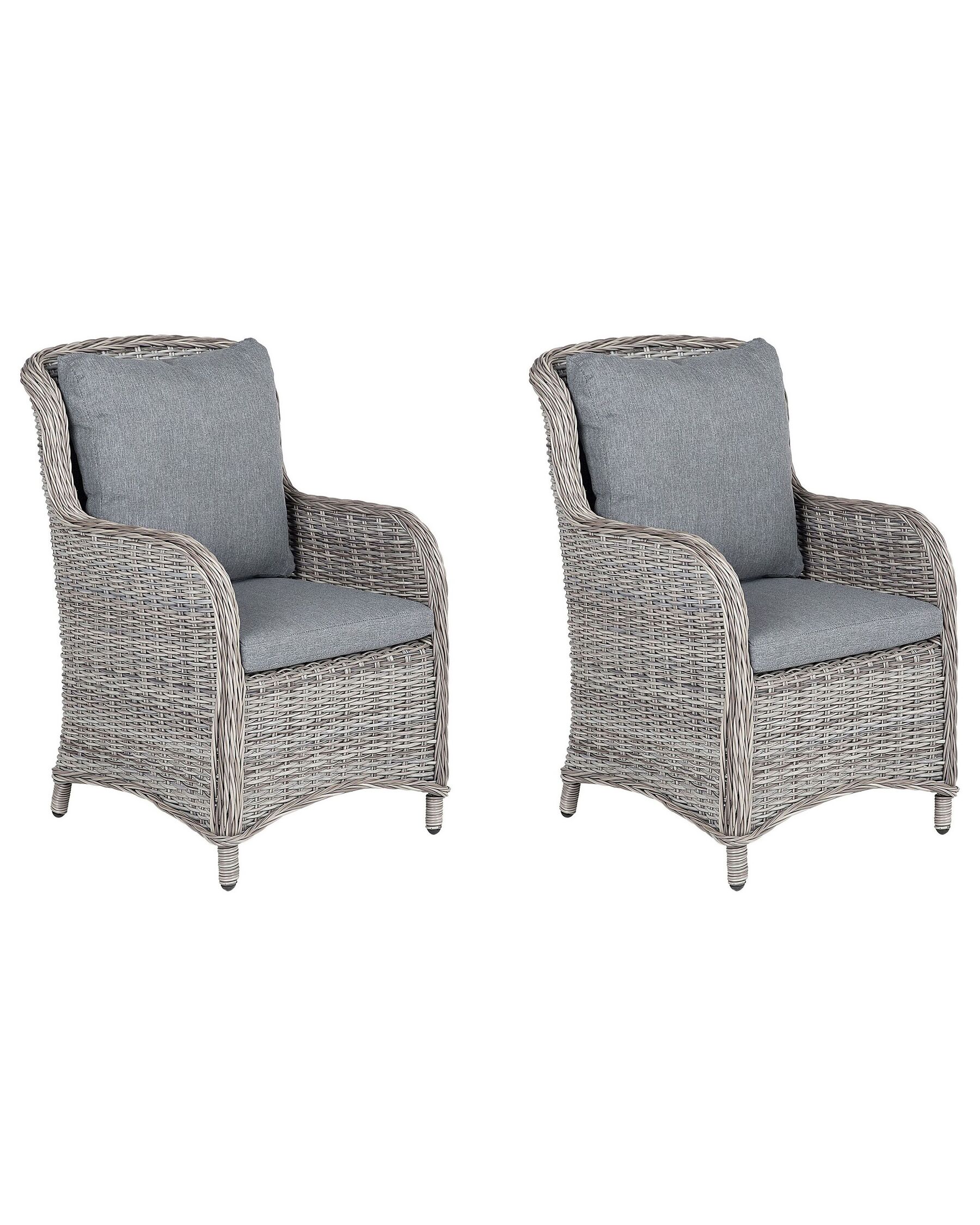 Set of 2 PE Rattan Garden Chairs Grey CASCAIS_739916