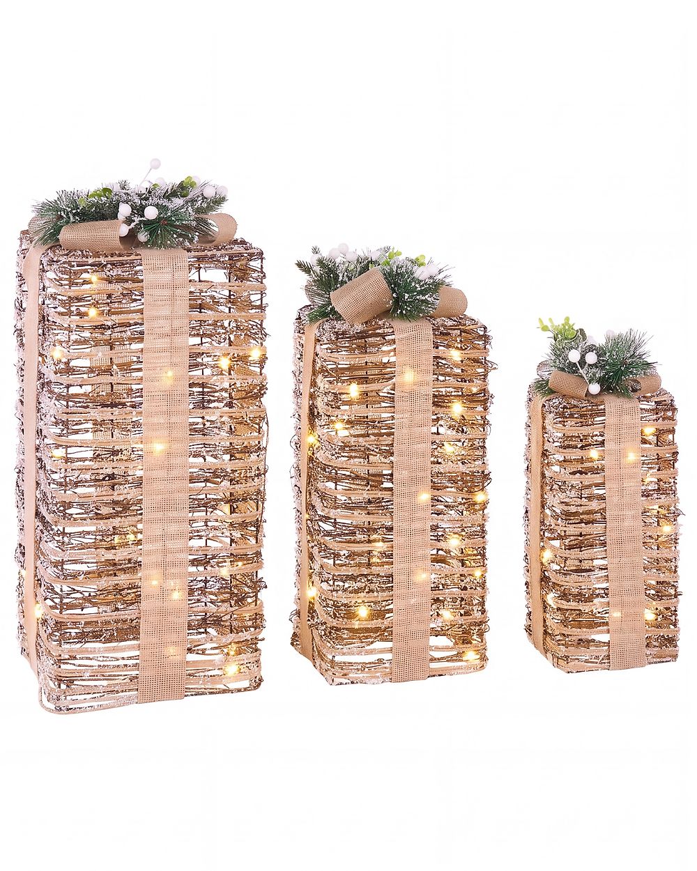 Weihnachtsdekoration 3er Set LED VALKAMA 54/45/30 cm Weihnachtsgeschenke Braun