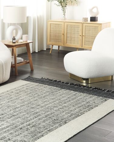 Wool Area Rug 160 x 230 cm Black and White KETENLI