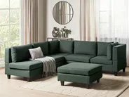 Modular Corner Sofa 5 Seater UNSTAD with Ottoman Fabric Dark Green Left Hand_925526