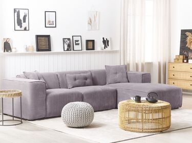 Left Hand Jumbo Cord Corner Sofa Grey DOLVA