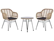 Bistro Set with Cushions TROPEA II PE Rattan Natural_812331
