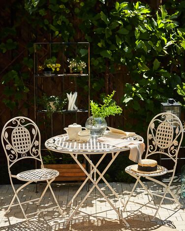 Set of 2 Metal Garden Folding Chairs Off-White BIVIO