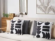 Set of 2 Decorative Cushions LIRIOPE 45 x 45 cm Black/ White Geometric Pattern_1178177