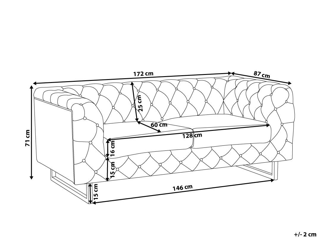 Sofa 2 Seater VISSLAND Fabric Light Beige_706391