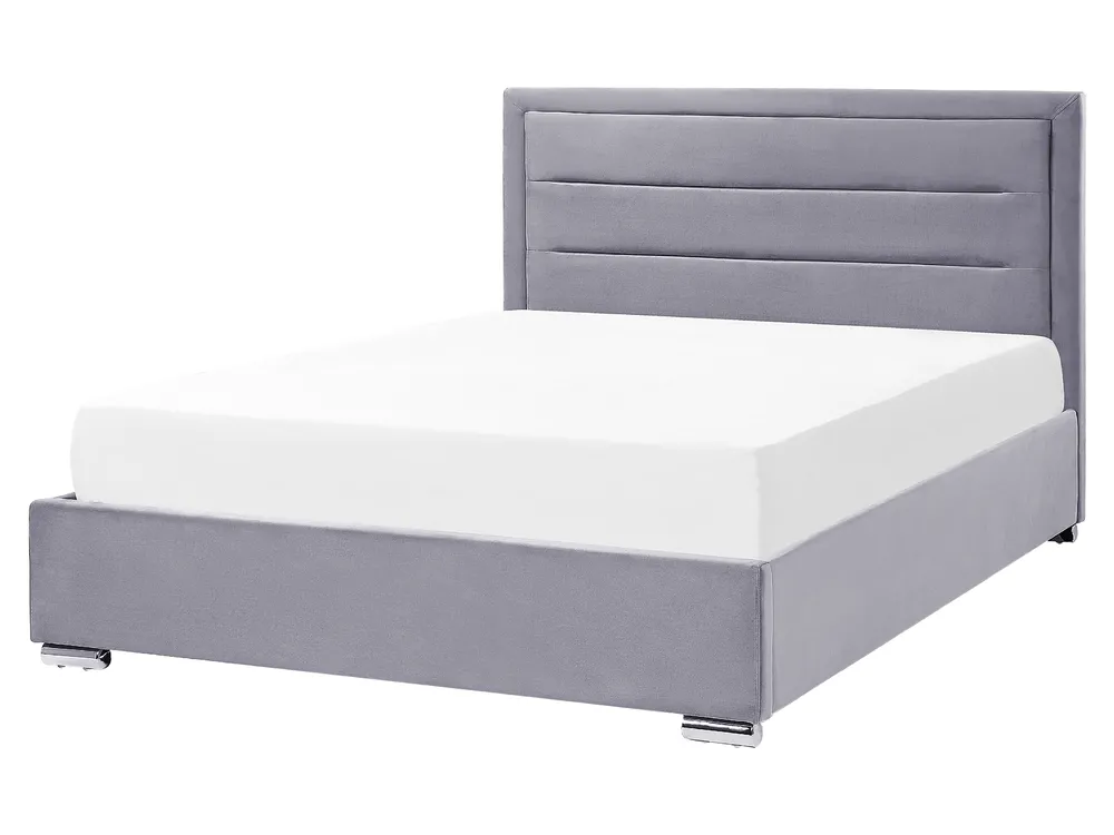 Bett mit Stauraum ROUEN Samtstoff Dunkelgrau 160 x 200 cm_843807