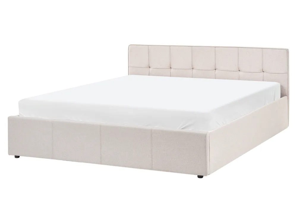 Bett mit Stauraum LAURESSES Stoff Hellbeige 160 x 200 cm_1153509