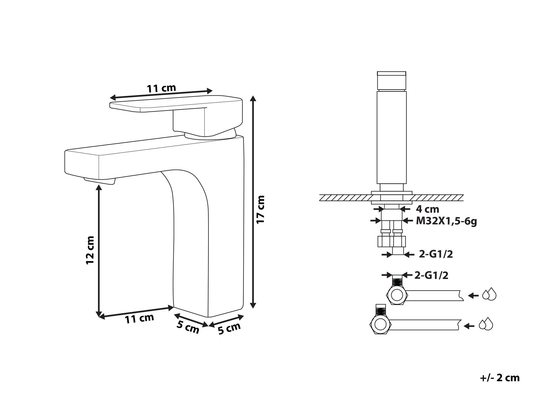 Basin Mixer Tap IRUPU Brass Silver_786376