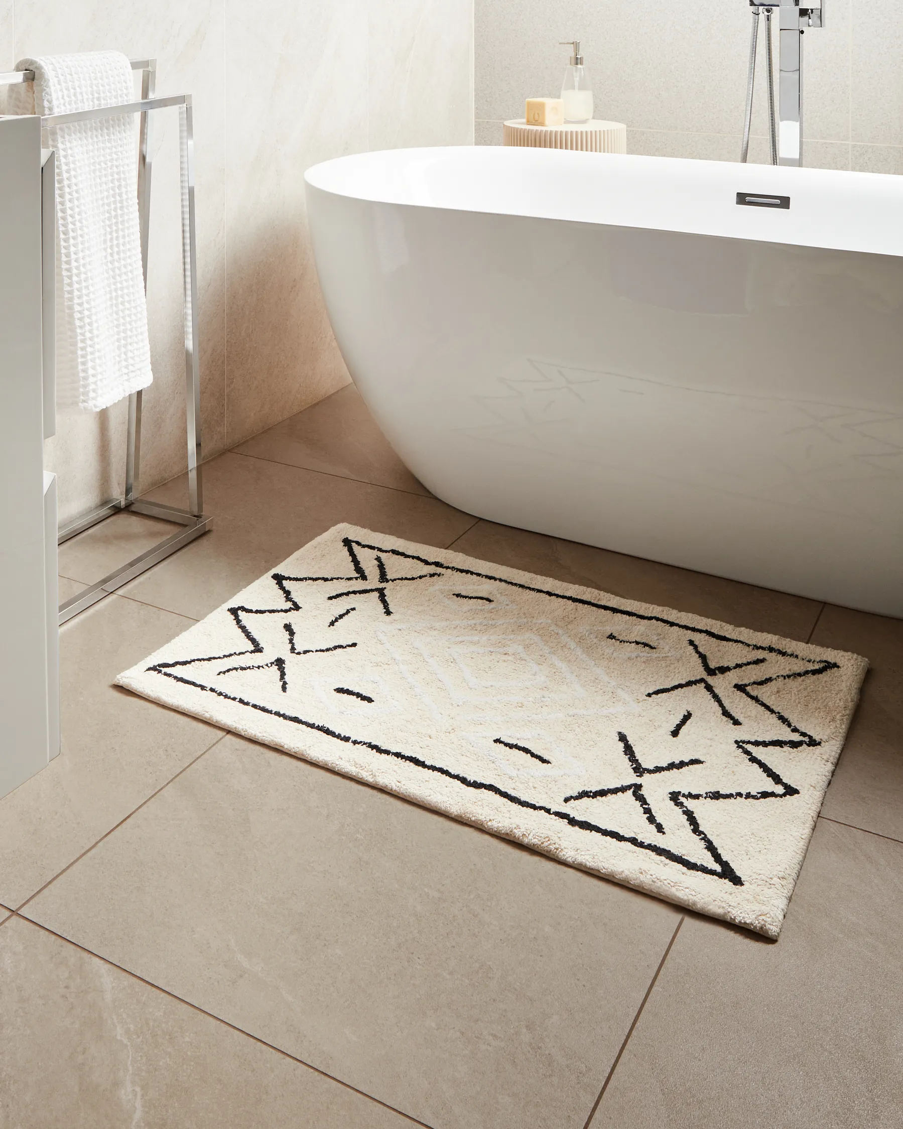 Bath Mat UNTLA Light Beige 60 x 90 cm Cotton_1025894