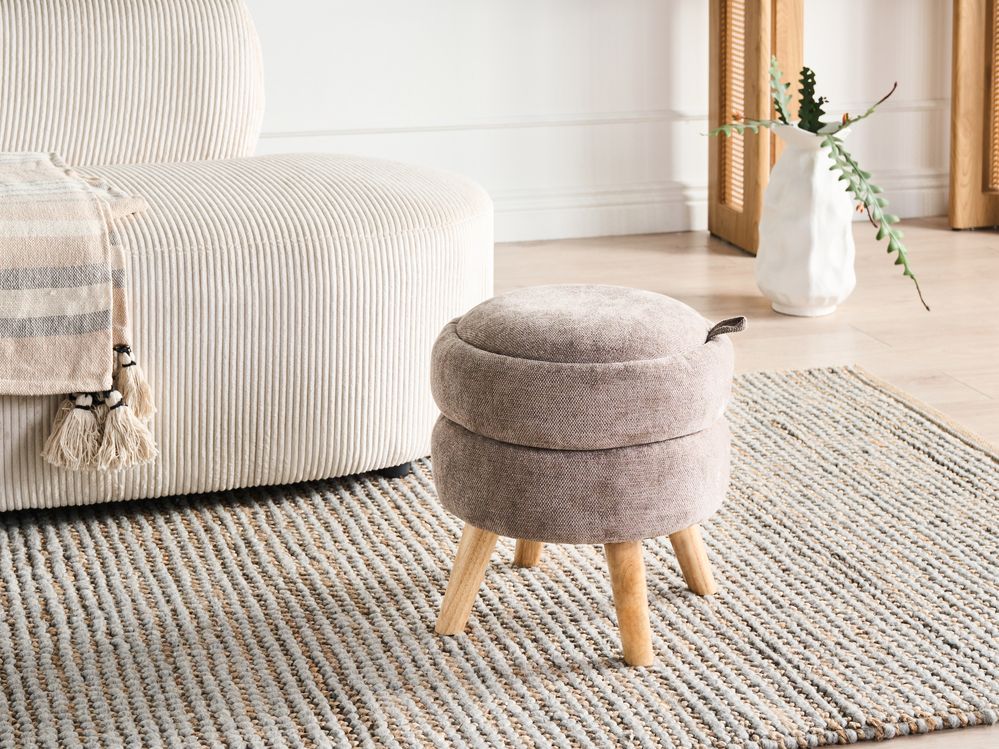 Poef met opbergruimte HAWLEY Chenille Taupe