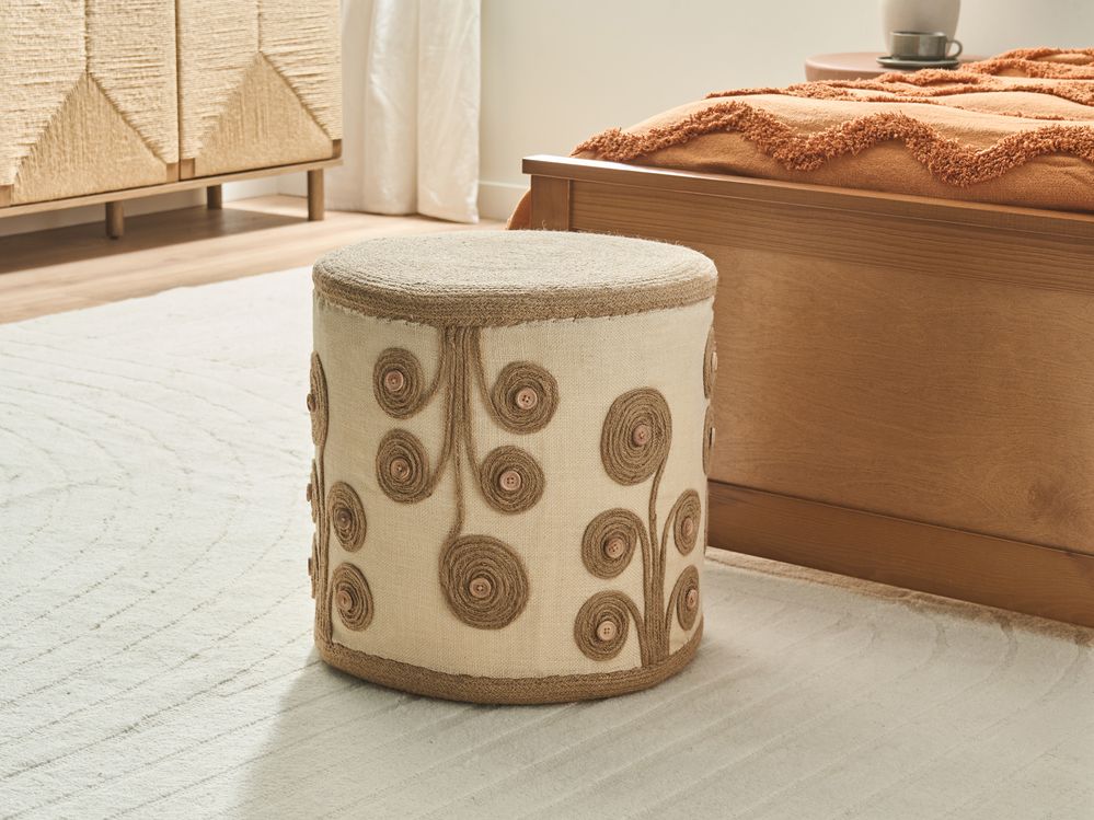 Pouf DIMAN Jute Weiss