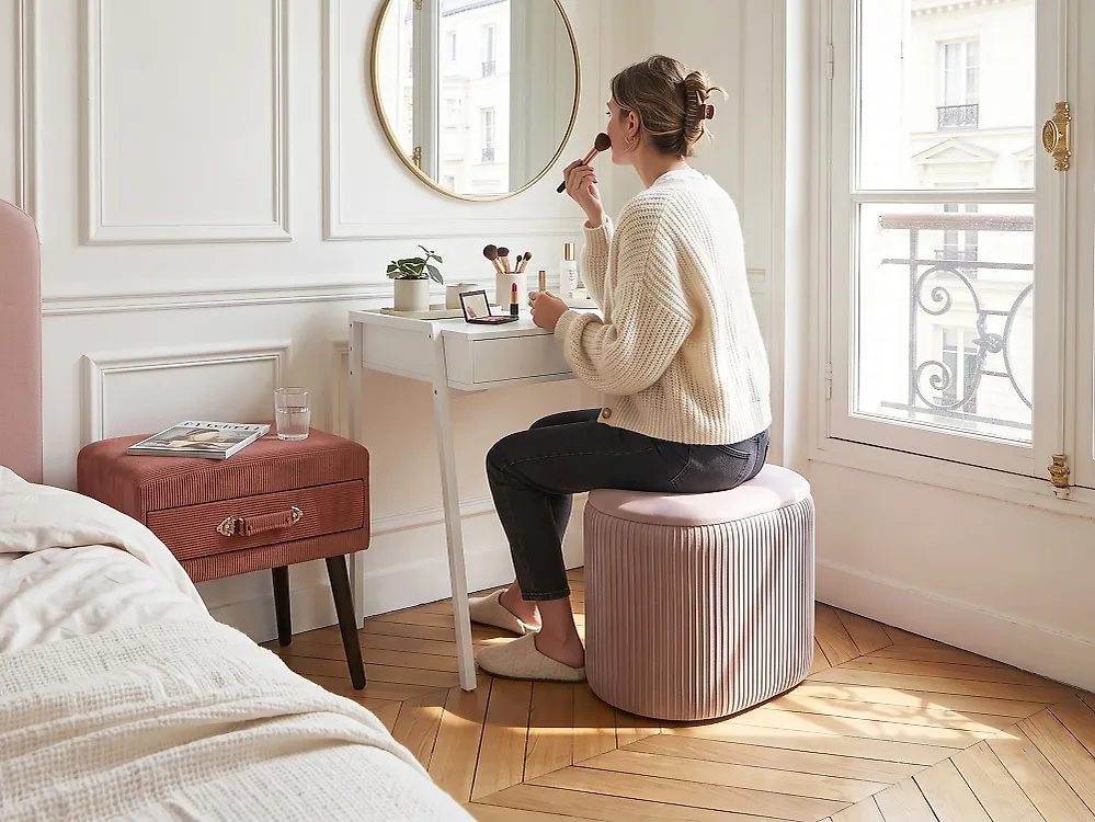 Pouf mit Stauraum RICHLAND Samtstoff Rosa_1194721