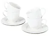 Set of 4 Cups with Saucers COWSLIP Porcelain White