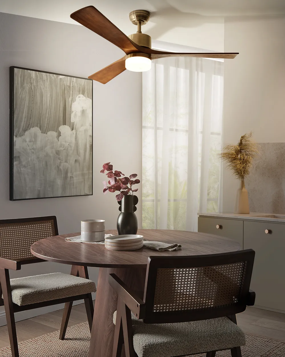 Ceiling Fan with Light ARUWIMI with Remote Brass