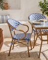 Set of 4 Garden Chairs CASPRI PE Rattan Blue/ White