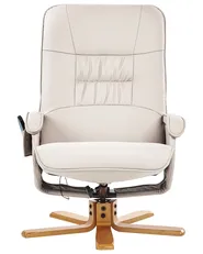 Massage Chair RELAXPRO with Footstool Faux Leather Light Beige_1014378