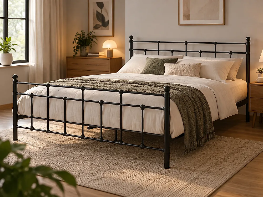 Bed Metal LYNX 160 x 200 cm (EU King Size) Black
