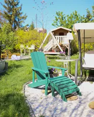 Garden Chair ADIRONDACK with Footstool Green_1046038