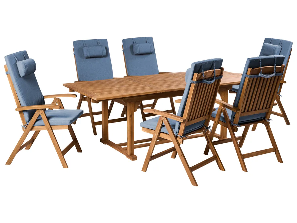 Set of 6 Back/Seat Cushions JAVA/AMANTEA PREMIUM 50 x 71 cm Blue_1070797