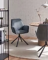 Set of 2 Dining Chairs Swivel WARNER Faux Suede Grey