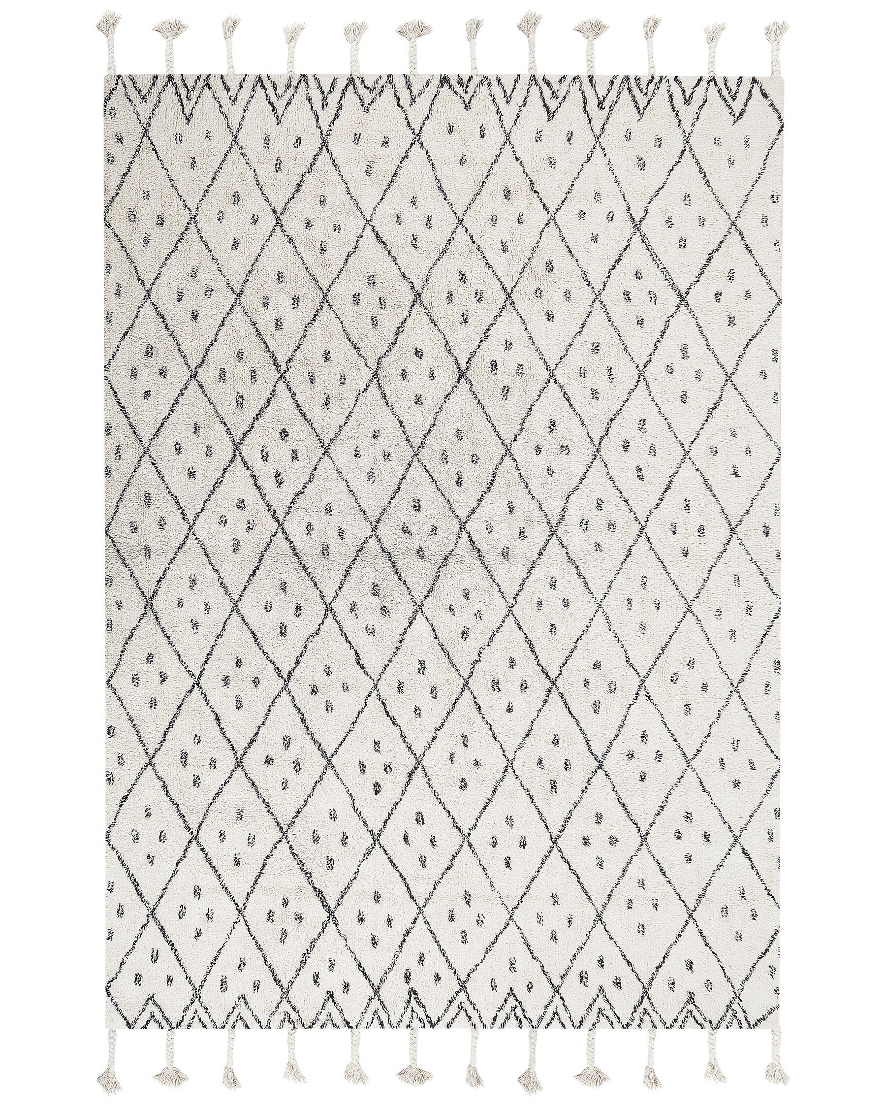 Alfombra de algodón blanco crema/negro 140 x 200 cm AGADIR_831341