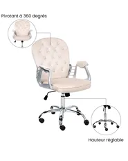 Chaise de bureau PRINCESS Velours Beige_1036993