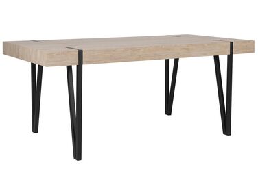 	Mesa de comedor madera clara/negro 180 x 90 cm ADENA