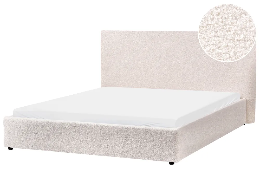 Lit avec sommier Bouclé LAVAUR 160 x 200 cm Blanc cassé