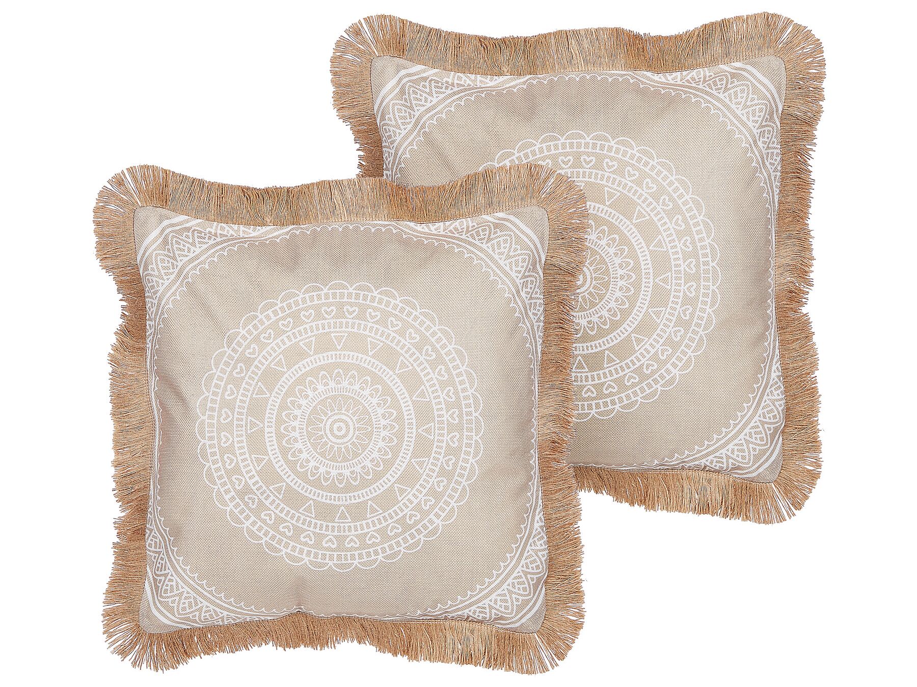 Sierkussen set van 2 boho beige/wit 45 x 45 cm AGRIMONY_854352