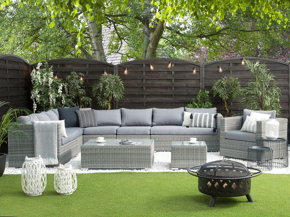 Cushion Covers Set for XXL Garden Set Grey Beliani.cz
