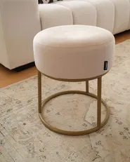 Footstool DELCO Velvet Light Beige_1161594