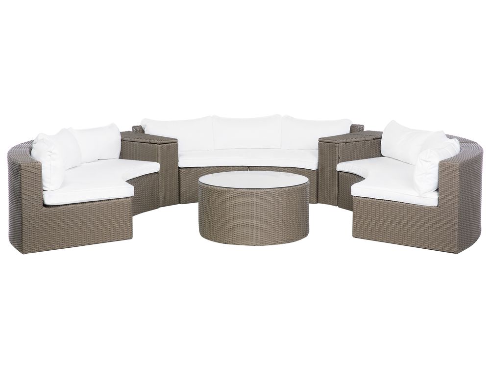 9 Seater PE Rattan Garden Lounge Set Brown SEVERO Beliani