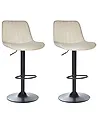 Set of 2 Bar Chairs DUBROVNIK Swivel Velvet Light Beige