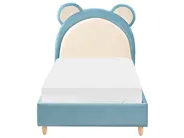 Kids Bed Teddy Bear Velvet MAILLES 90 x 200 cm (EU Single) Blue_984277