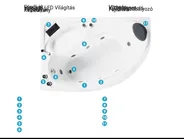 Sarok hidromasszázs kád LED világítással NEIVA 150 x 100 cm Fehér Jobb oldali_796693