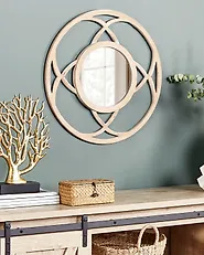 Specchio IZTAPALAPA 60 cm 60 cm Legno di abete chiaro_1179801