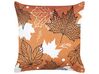 Coussin en velours à motif de feuilles orange 45 x 45 cm POINSETTIA_834892