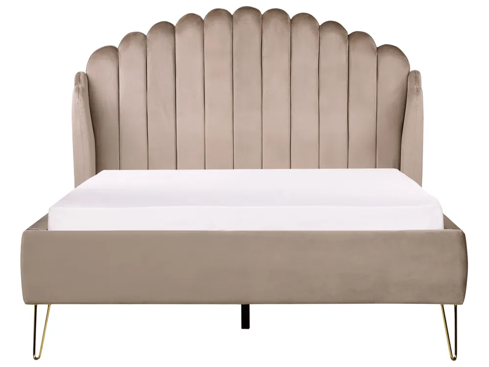 Bett mit Lattenrost Samtstoff AMBILLOU 140 x 200 cm Taupe_902459