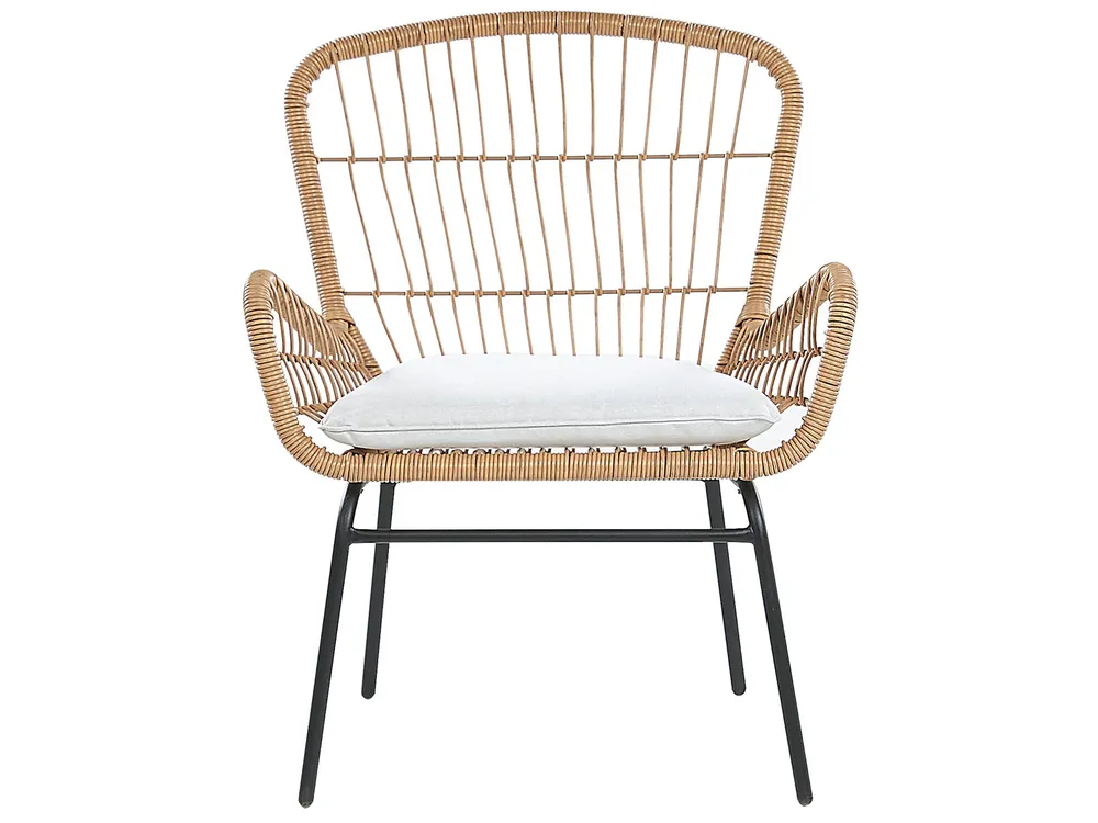 Bistro Set with Cushions LABICO PE Rattan Light Brown_781645
