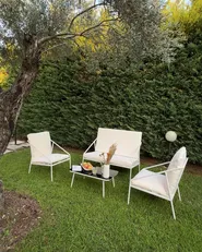 Garden Lounge Set with Table 4 Seater USTICA Metal White_1154770