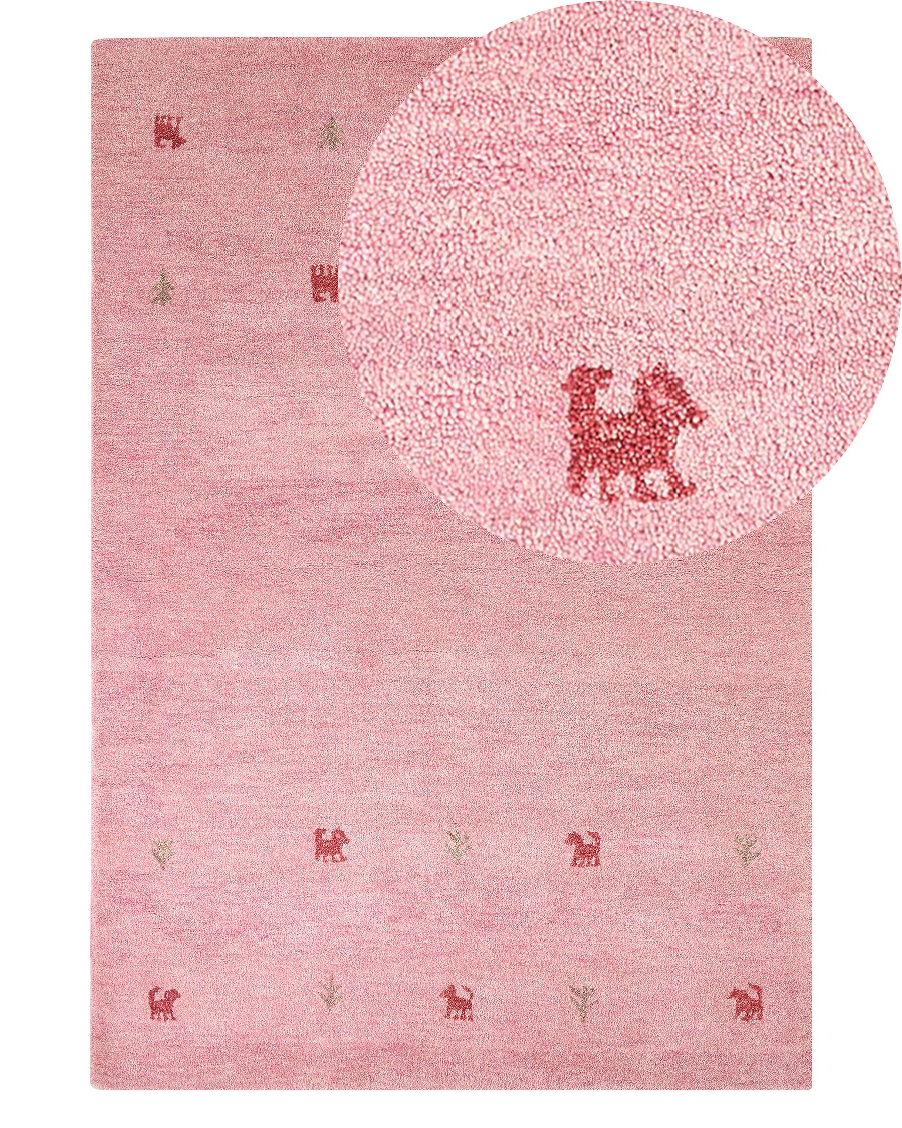 Tapis gabbeh en laine 140 x 200 cm rose YULAFI_855774