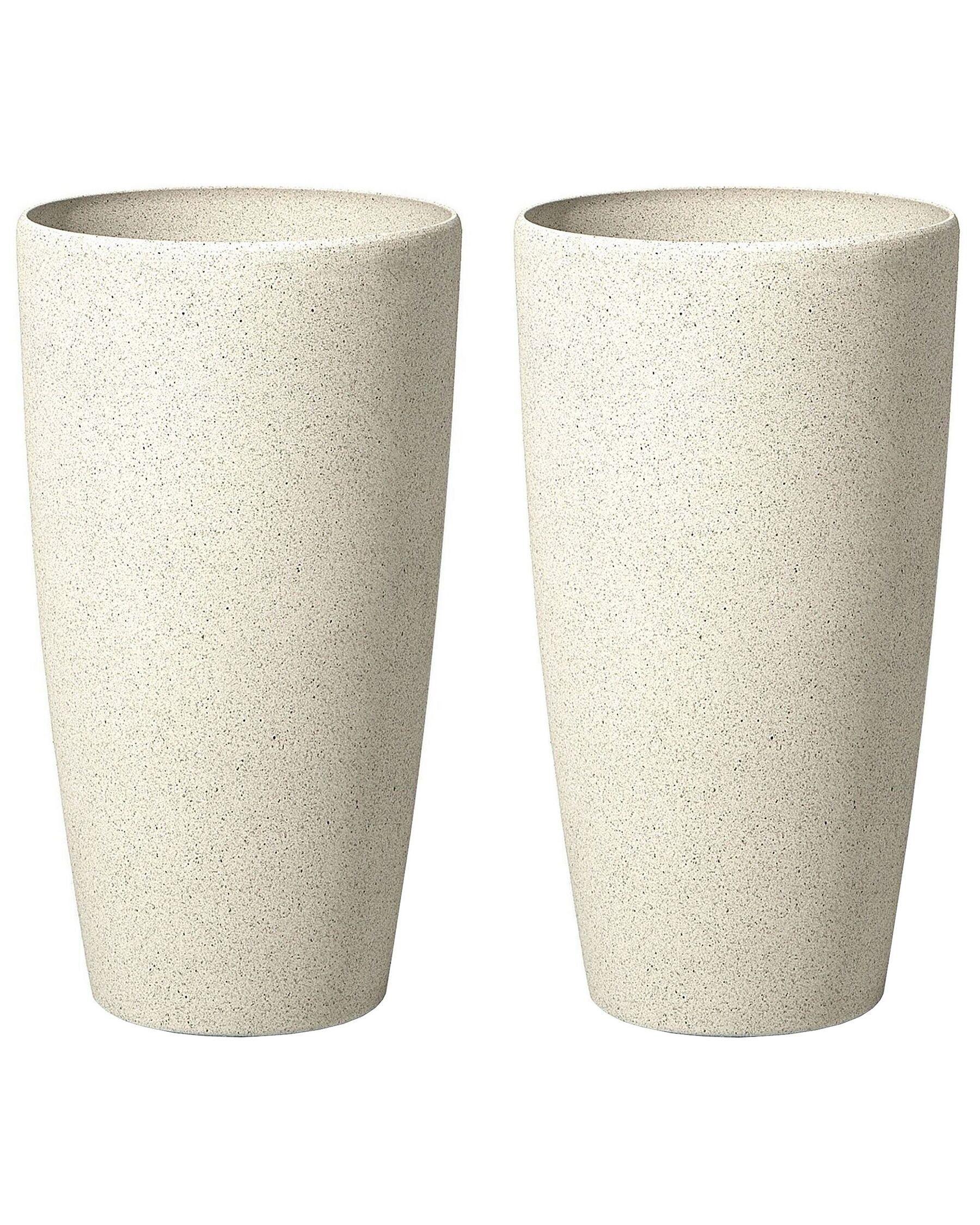 Conjunto de 2 macetas de mezcla de piedra beige claro ⌀ 31 cm ABDERA_841245