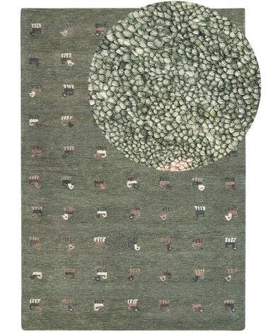 Wool Area Rug Snake Motif 160 x 230 cm Green OKAPI | Beliani.co.uk